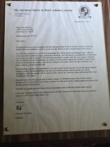 National Honor & Merit Scholars Society membership invitation letter